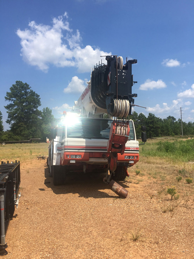 Export Logistics & Shipping, Inc. goes on site to inspect heavy machinery LinkBelt ATC3200 crane jib hook